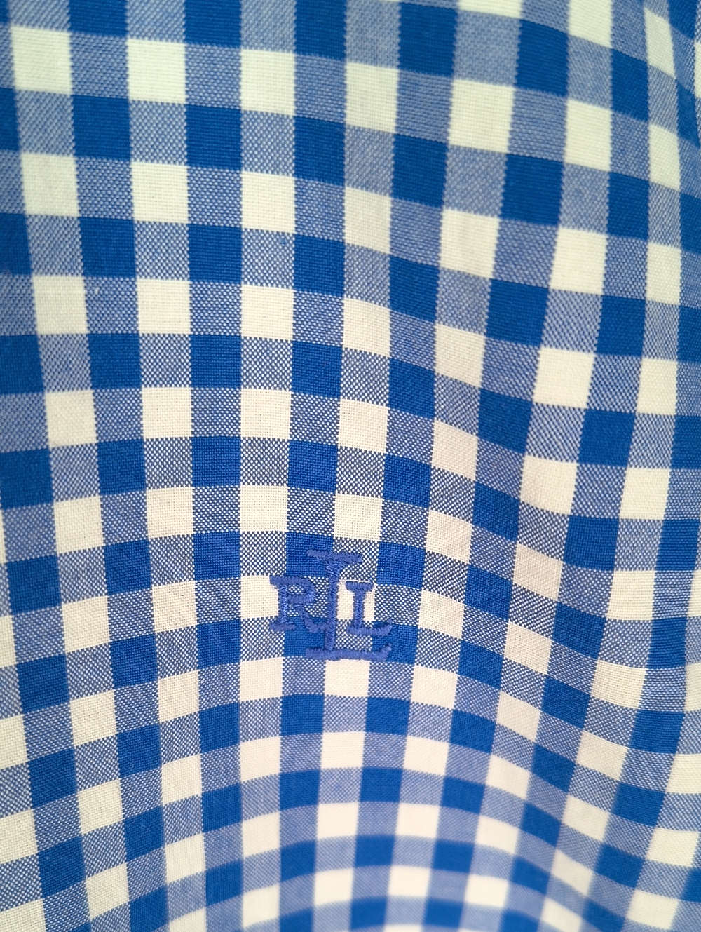 Lauren Ralph Lauren Blue Gingham Button-Down Shirt Cotton XL - Picture 3 of 9